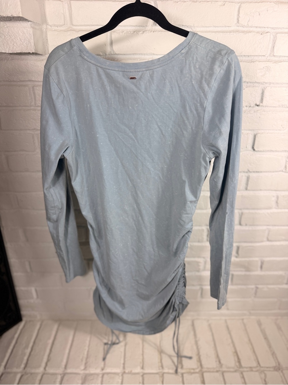 PINK Victoria’s Secret Ruched Mini Dress Light Blue Long Sleeve Size L - Picture 5 of 6